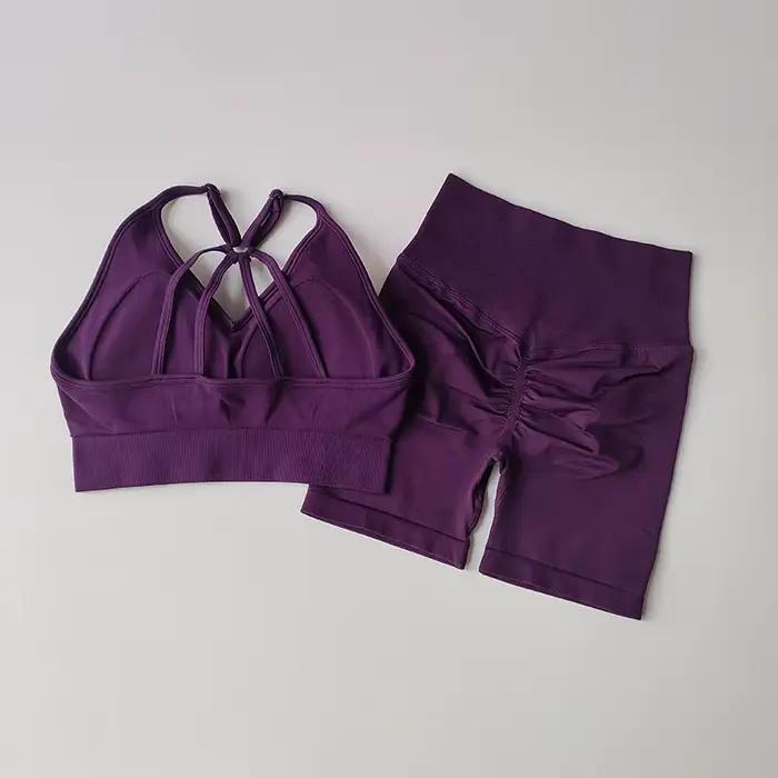 Ensemble d'entraînement pour femmes sans couture en nylon et Élasthanne pour yoga séchage rapide occasions spéciales