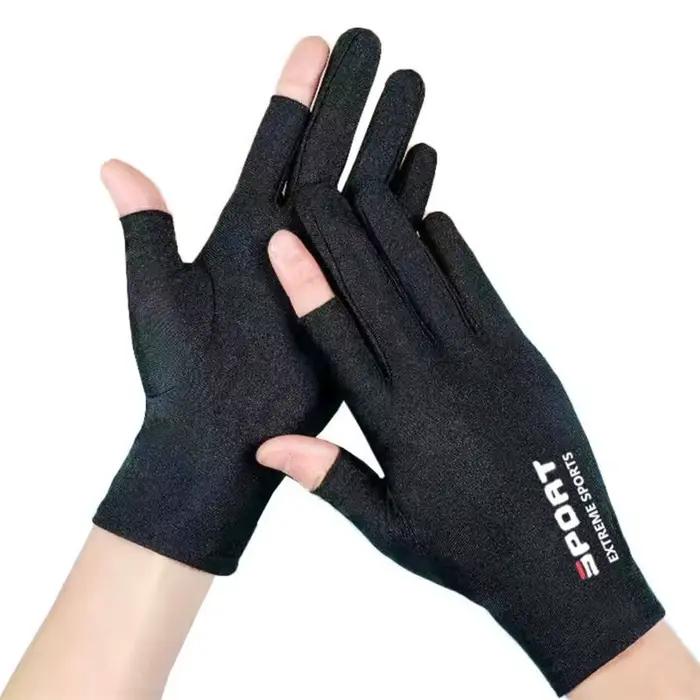 Gants de cyclisme antidérapants en soie glacée pour hommes et femmes, Sports de plein air d'été, Fitness, conduite, pêche, haute élasticité