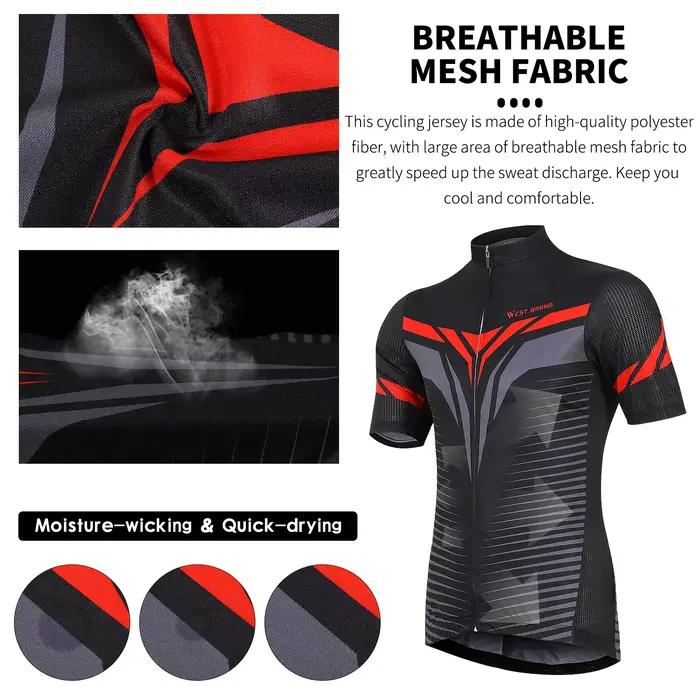 Maillot de cyclisme West Biking à manches courtes pour hommes, maillot de vélo de haute qualité, chemise d'été séchage rapide, maillot sport VTT de route polyester résistant occasions spéciales