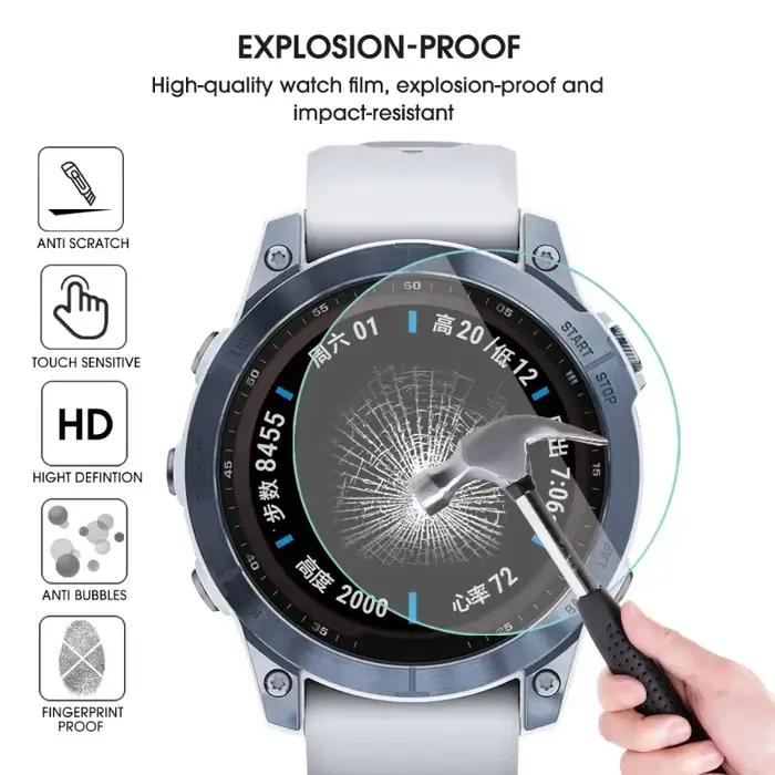 Verre trempé 9H pour Garmin Fenix 7S 7X 6S 6X Pro Sapphire 5S Film anti-rayures protecteurs d'écran HD pour accessoire