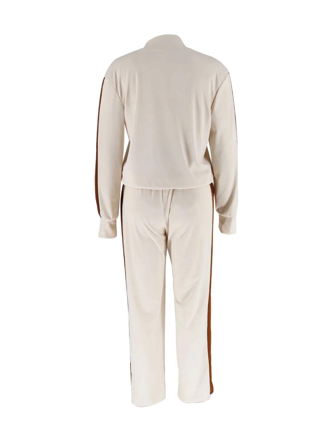 Ensemble de vêtements de sport décontractés 2 pièces - Veste zippée pour femme et pantalon à cordon 