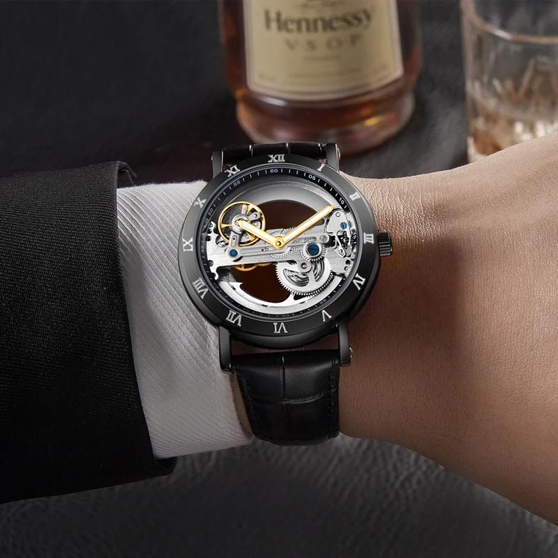 Montre hommes montre automatique montre de luxe homme montre-bracelet mécanique squelette conception