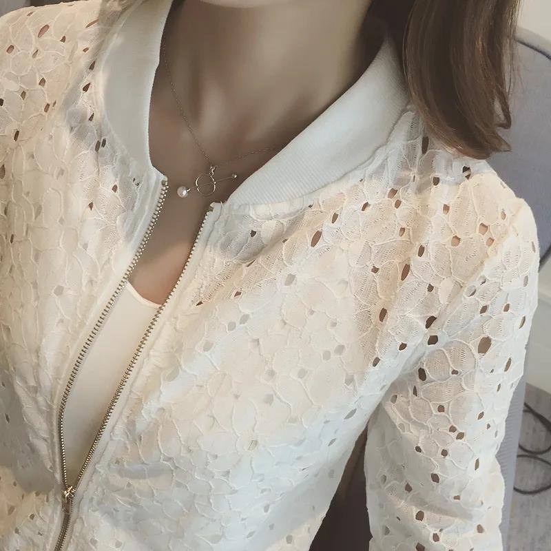 Veste de Sport ajourée en dentelle de coton pour femmes, manches longues, protection solaire fine, v