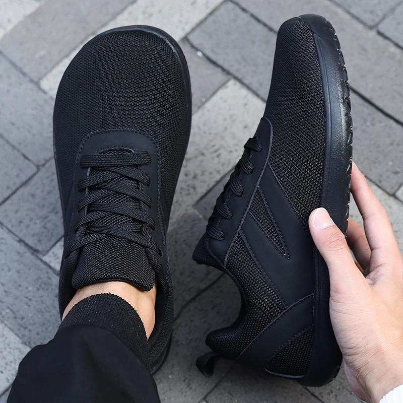 Chaussures pieds nus pour hommes avec semelle ample, bout large, chaussures de sport de marche, mode