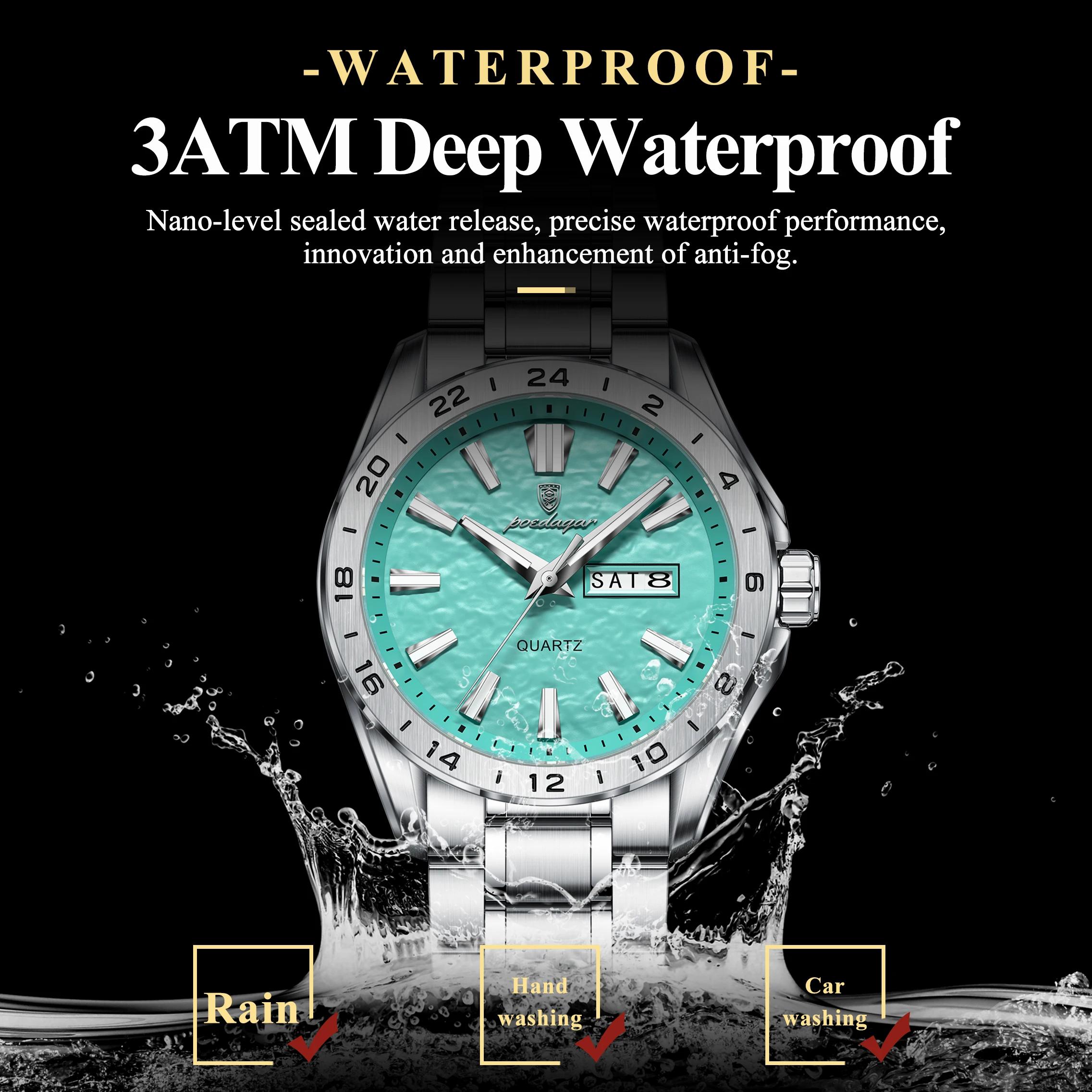 Montre homme POEDAGAR, mode exquise, haute qualité, étanche, lumineuse, montre de travail pour homme