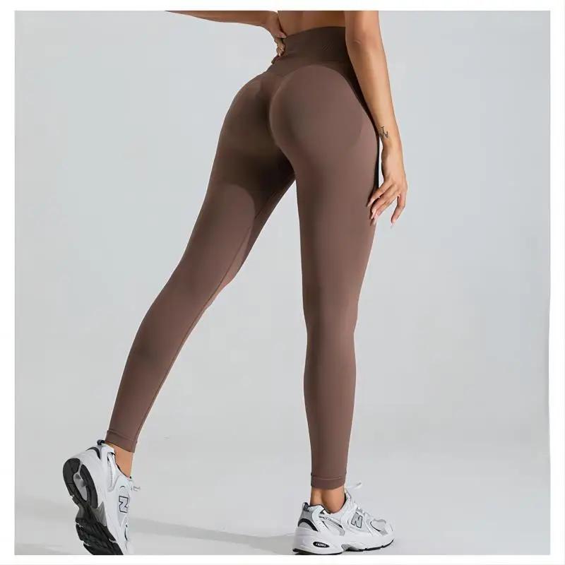 Leggings de Yoga sans couture pour femmes, Sexy, taille haute, contrôle du ventre, froissé, levage d