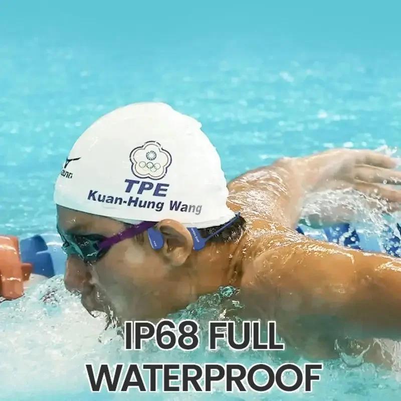 IP68 entièrement étanche natation casque Conduction osseuse BT bandeau sport sans fil stéréo IP68 ét