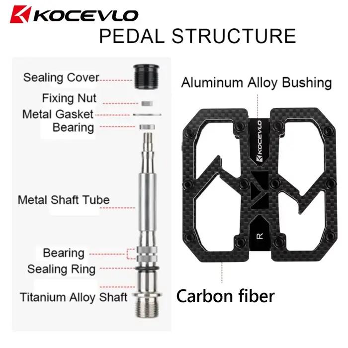 KOCEVLO pédale en Fiber de carbone ultralégère 195g vtt arbre en titane 3 roulements pédale de vélo