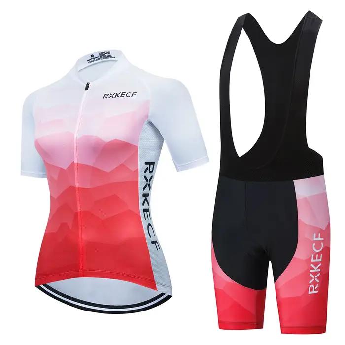 RXKECF Pro 2023 femme manches courtes cyclisme Maillot ensemble tenue de sport vélo vêtements Kit vt