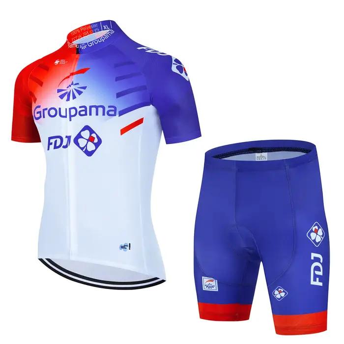 Groupama-Ensembles de maillots de cyclisme FDJ TDF, Paris, manches courtes, séchage rapide, Lesslot