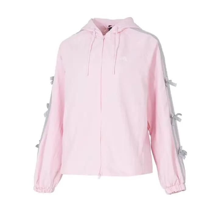 Adidas Veste coupe-vent à capuche pour femme Coupe ample Vêtements de sport décontractés KR7603
