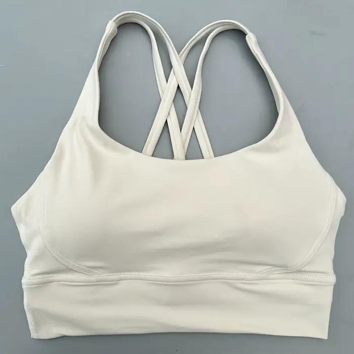 Soutien-gorge de Fitness pour femmes, couleur unie, dos croisé, collants, gilet de Yoga, haute résis