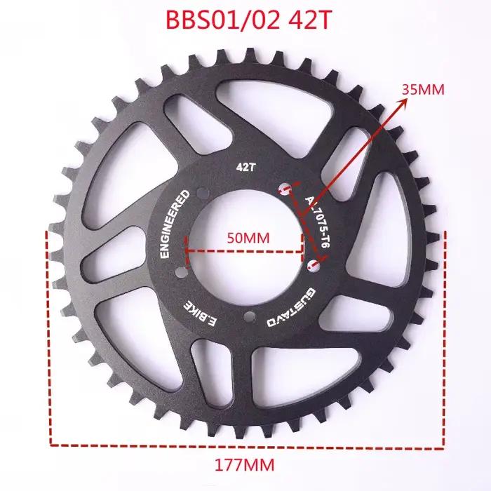 GUSTAVO e-bike chaîne 42T pour BAFANG BBS01 BBS02 BBSHD M625 haute qualité en alliage d'aluminium ac