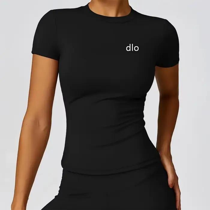 Vêtements de yoga pour femmes, T-shirt de sport à manches courtes, col rond, respirant, élastique, p