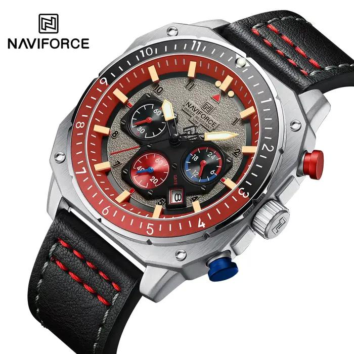 NAVIFORCE sport multifonction étanche montres pour hommes mode cuir marque de luxe Quartz analogique