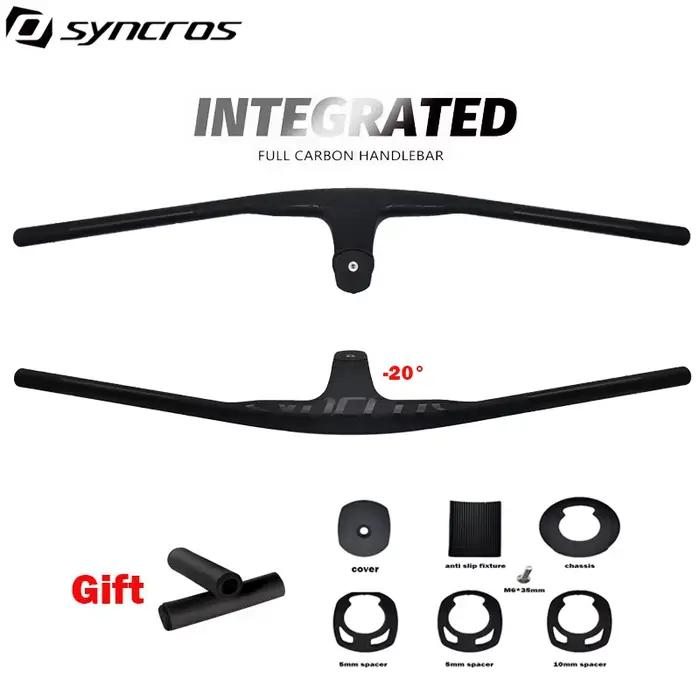 Syncros noir vtt guidon intégré interne en fibre de carbone câble forme tige de guidon-20 degrés cad