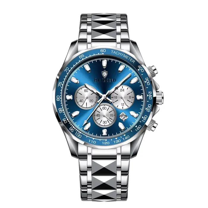 Nouvelle montre automatique pour homme petit cadran bleu numérique mode montres à Quartz hommes horl