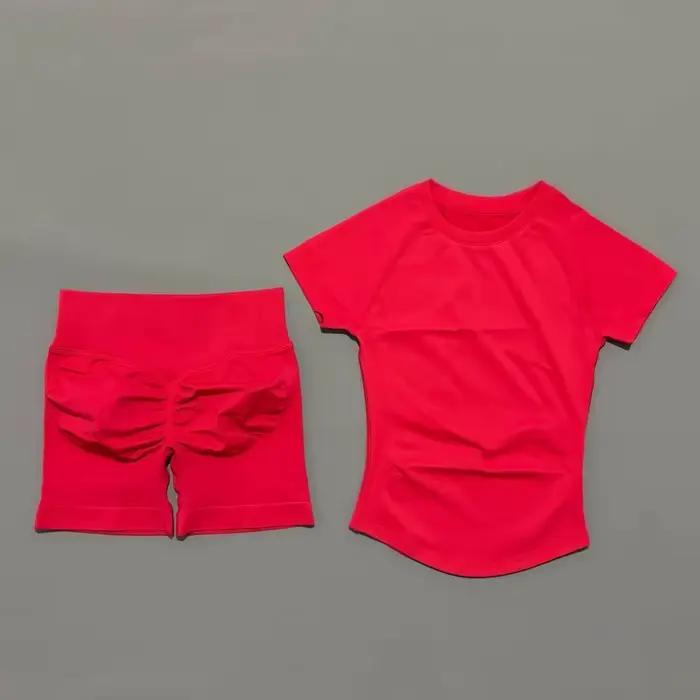 Ensemble de sport HISTELLO 2 pièces, vêtements de yoga sans couture à manches courtes, ensemble de f