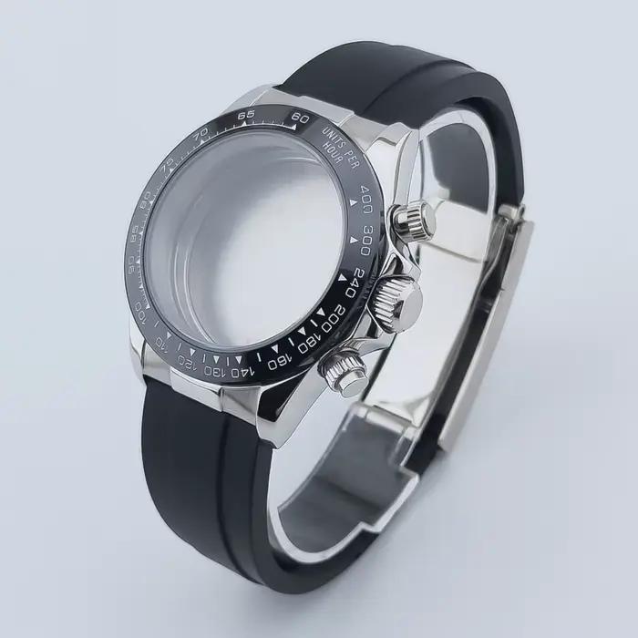 Boîtier de montre NEITON 39mm VK63 argent/or avec bracelet en acier inoxydable massif pour montres V