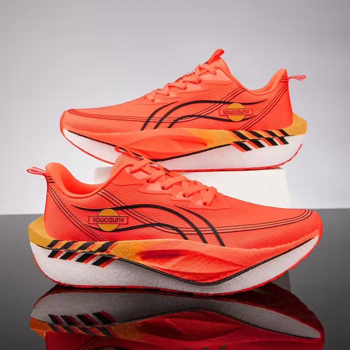 Chaussures de course avec plaque en carbone, spécialité marathon, respirantes, légères, confortables, antidérapantes, pour hommes et femmes