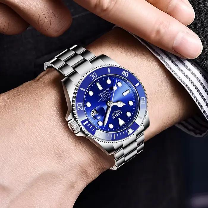 LIGE Top Original hommes montres à Quartz bleu montre étanche