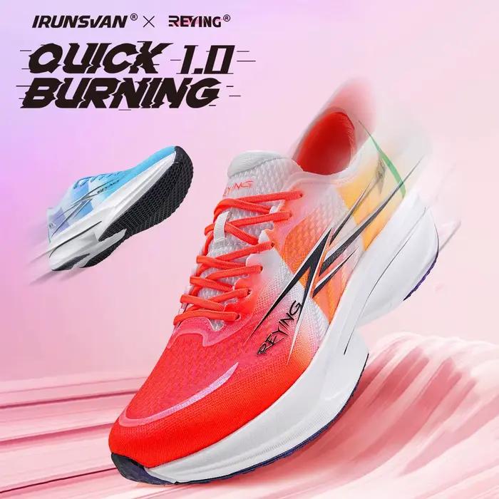 IRUNSVAN chaussures de course d'entraînement de marathon de plaque de carbone 1.0 à combustion rapide respirant