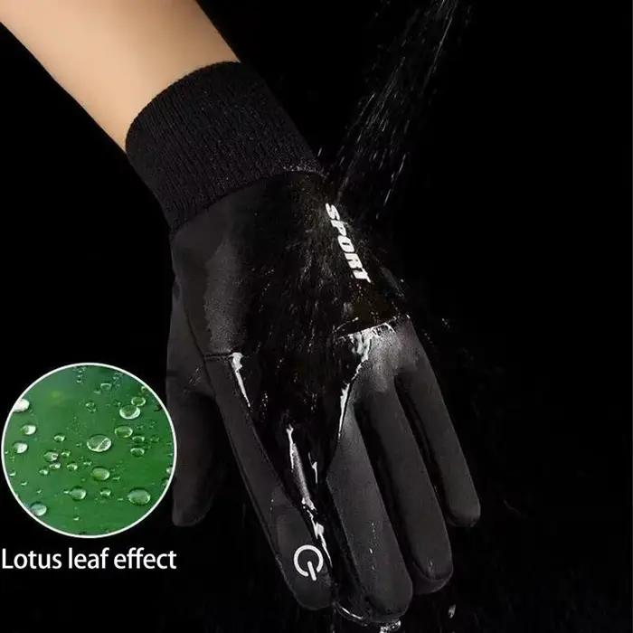 Gants de cyclisme chauffants et imperméables en cuir pour sports de plein air course à pied moto ski tactiles et doublés polaires