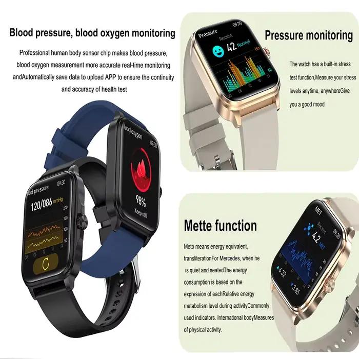 Nouvelle montre connectée santé 2026 avec suivi de fréquence cardiaque, oxygène sanguin et pression artérielle, Bluetooth, GPS et suivi d'activité pour homme et femme