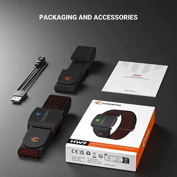 COOSPO HW9 brassard moniteur de fréquence cardiaque avec Zones HR/capteur HRM de calories pour le cyclisme de fitness