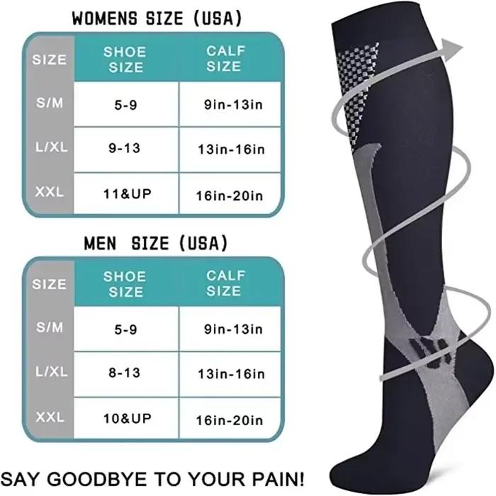 Chaussettes de compression élastiques pour hommes et femmes