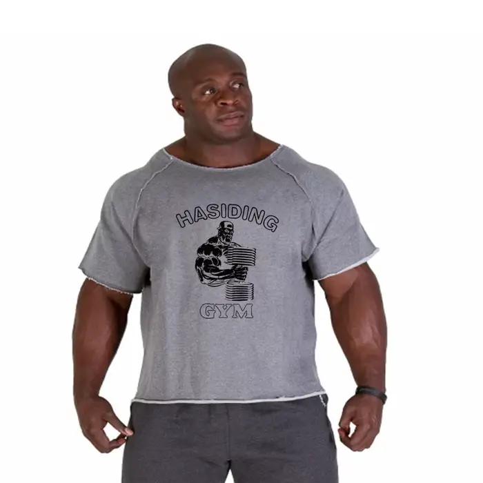 T-shirt de sport en coton pour homme, t-shirt d'entraînement respirant, t-shirt de fitness, hauts de gym, maillot de course, vêtements pour hommes, t-shirts pour entraînement