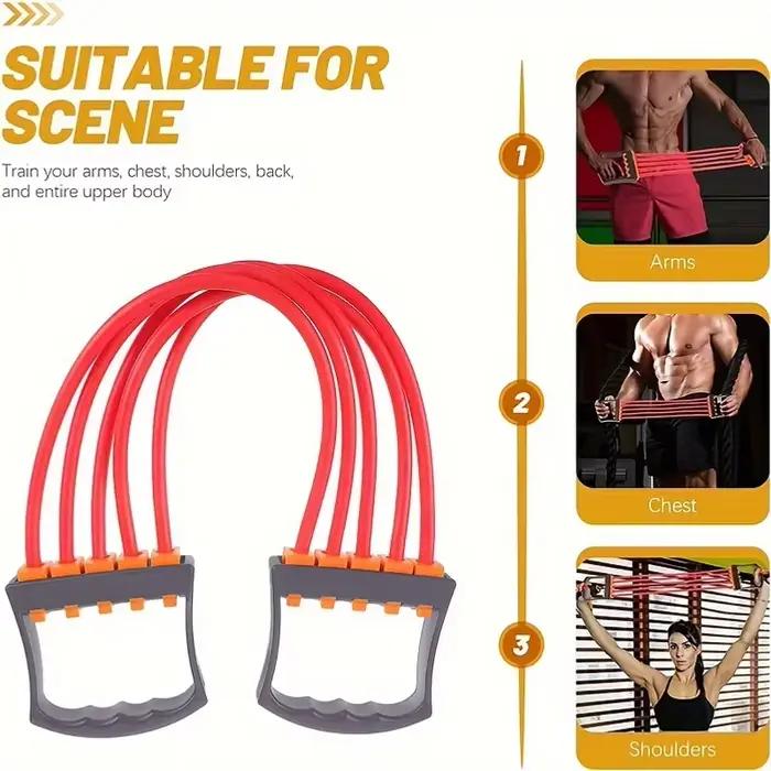Ensemble d'entraînement complet du corps - Extenseur de poitrine avec 5 bandes de résistance amovibles pour le Pilates