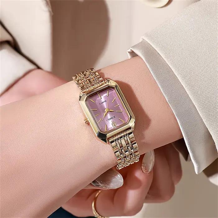 UTHAI W124 mode femmes montre carré affaires lumière luxe en acier inoxydable