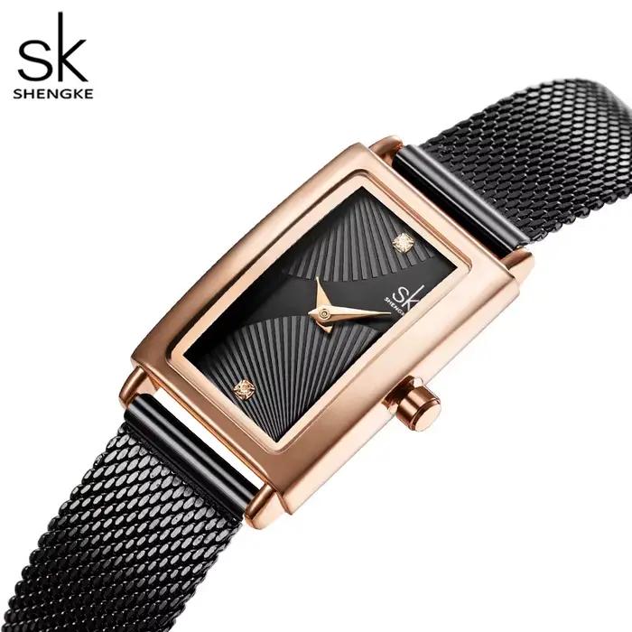Shengke femmes montres mode genève concepteur dames montre de luxe marque Rectangle Quartz or montre-bracelet cadeaux