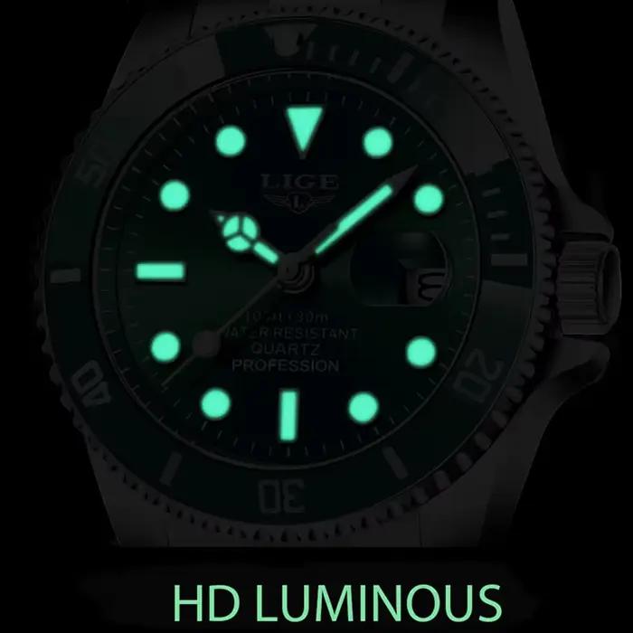 LIGE Top Original hommes montres à Quartz bleu montre étanche