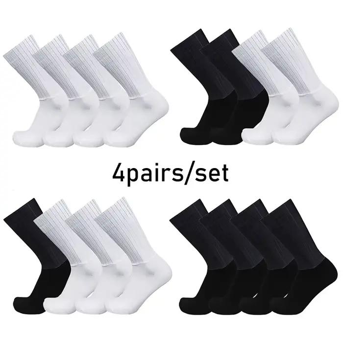 Chaussettes 4 paires/ensemble Aero couleur Pure cyclisme Silicone sport anti-dérapant Pro course vélo