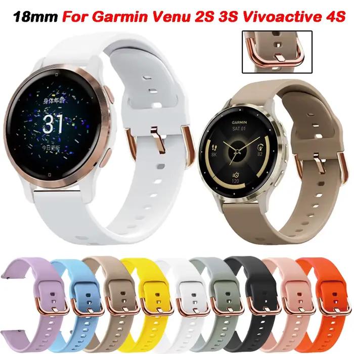 Bracelet de montre en silicone pour femme, bracelet de remplacement pour Garmin Venu 2S 3S Vivoactive 4S 3S, 18mm