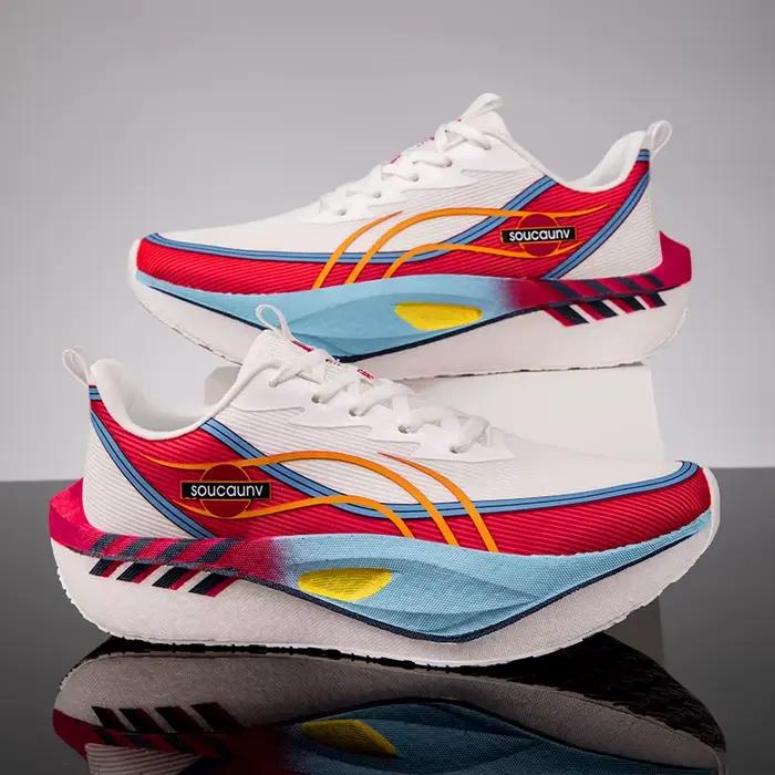 Chaussures de course avec plaque en carbone, spécialité marathon, respirantes, légères, confortables, antidérapantes, pour hommes et femmes