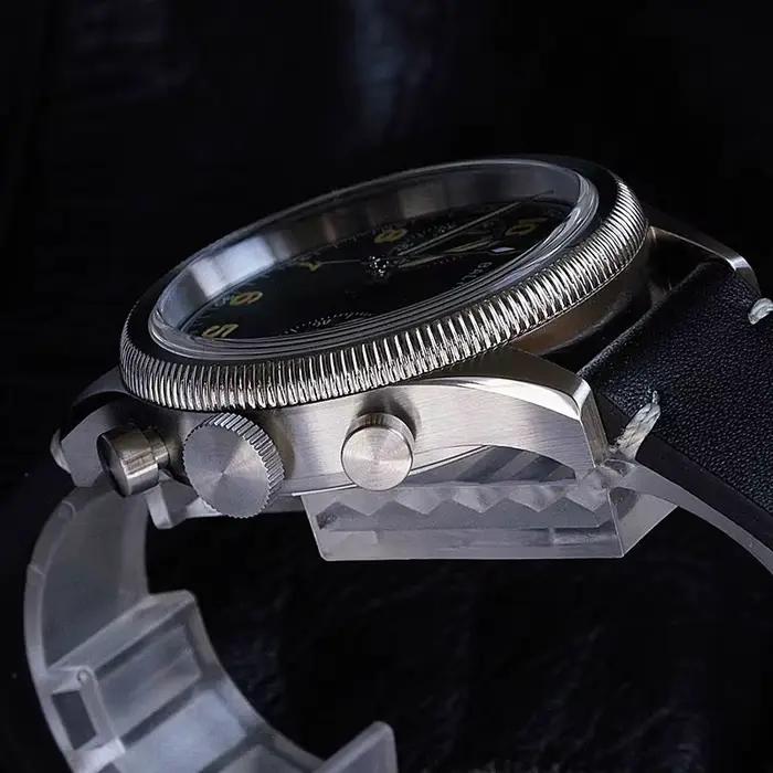Baltany chronographe militaire homme S5054 montre à Quartz de Style rétro bracelet en cuir verre saphir 5ATM