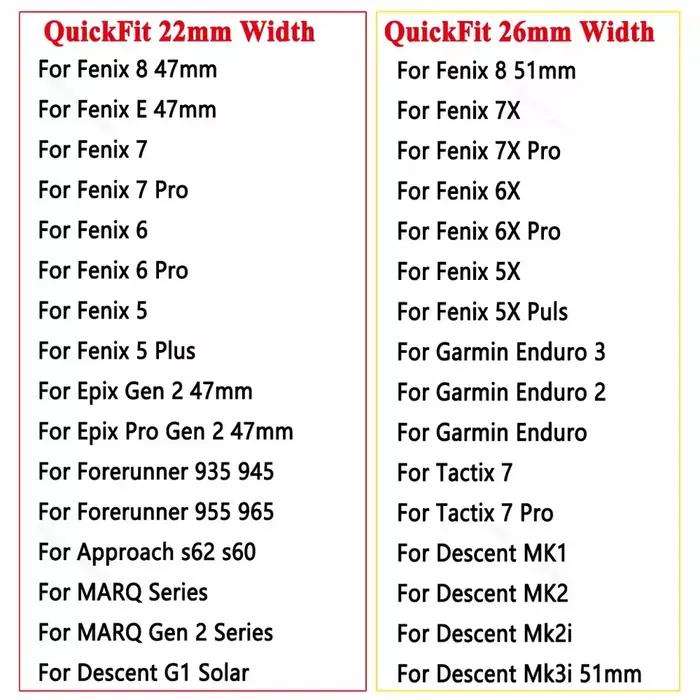 Pour Garmin Epix Pro Gen 2 Standard/saphir 51mm 47mm Fenix 7X Pro 6X Pro 5X Plus bracelet de montre Quickfit 26mm 22mm