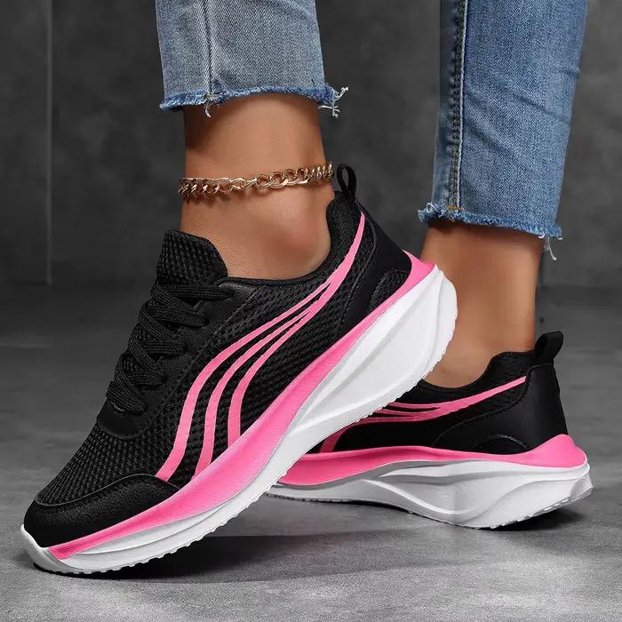 Chaussures de course sur route pour femmes avec empeigne en mesh respirant et semelle antidérapante, adaptées au fitness et au marathon. Design sportif élégant, amorti confortable, baskets décontracté