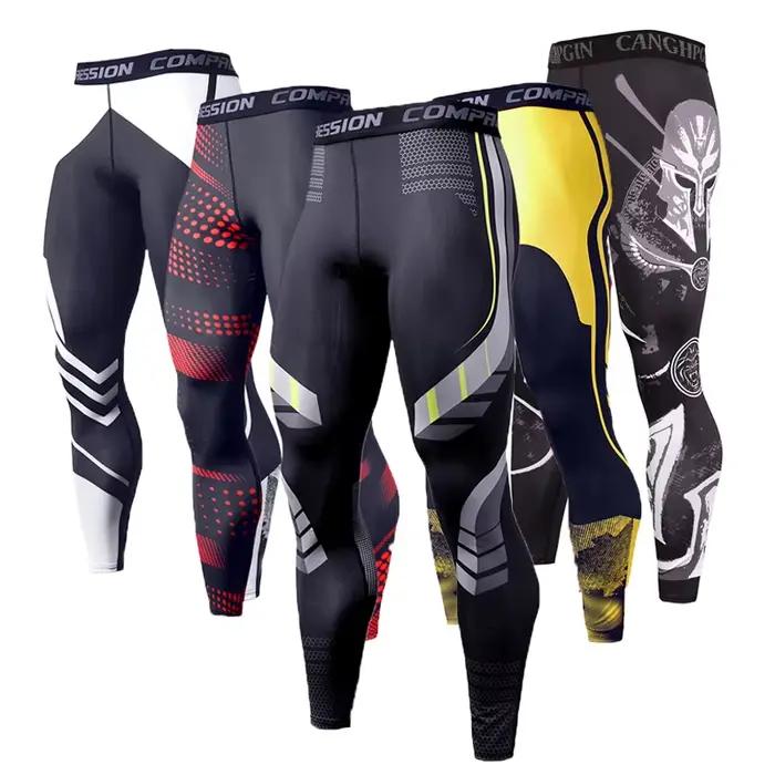 Leggings de course pour hommes vêtements de sport à séchage rapide collants de fitness d'entraînement de jogging pantalons de sport à compression polyester élasthanne adapté pour toutes les saisons occasions spéciales pour athlètes