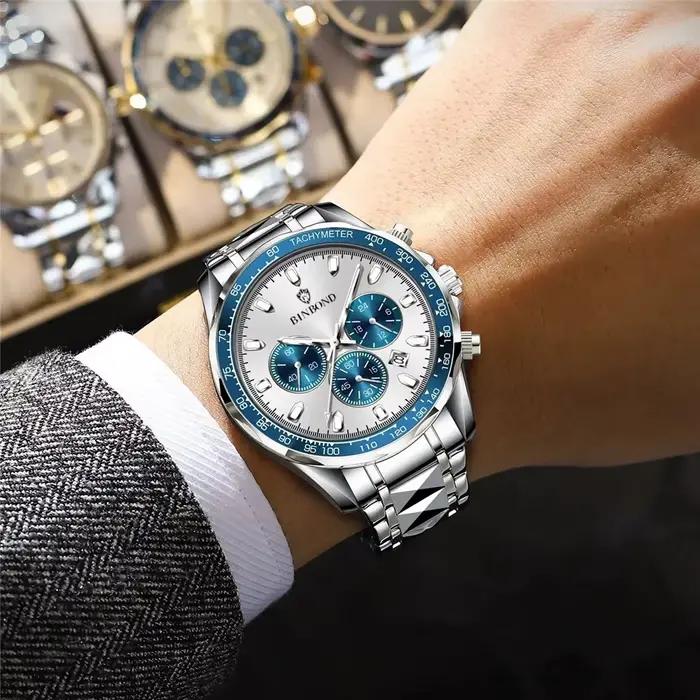 Nouvelle montre automatique pour homme petit cadran bleu numérique mode montres à Quartz hommes horloge