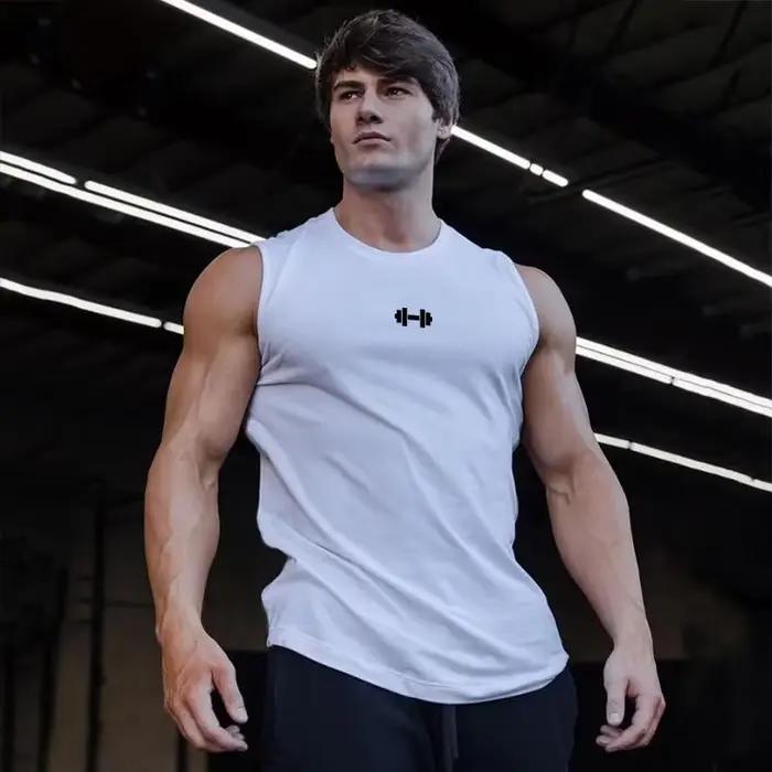 Hommes coton entraînement sans manches course Sport gilets chemises d'été gymnase musculation débardeurs Fitness Muscle respirant vêtements