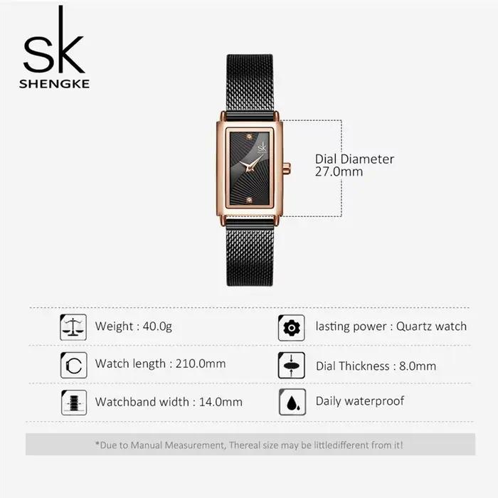 Shengke femmes montres mode genève concepteur dames montre de luxe marque Rectangle Quartz or montre-bracelet cadeaux