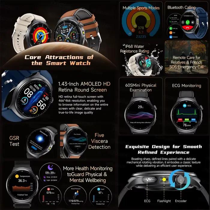 Nouvelle montre intelligente ECG précise analyse de la santé cardiaque pression d'oxygène dans le sang appel BT montres intelligentes ECG pour hommes femmes film de protection