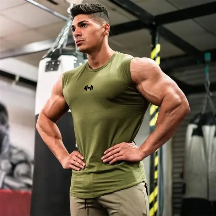 Hommes coton entraînement sans manches course Sport gilets chemises d'été gymnase musculation débardeurs Fitness Muscle respirant vêtements