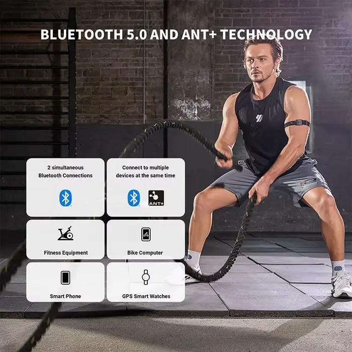 COOSPO HW9 brassard moniteur de fréquence cardiaque avec Zones HR/capteur HRM de calories pour le cyclisme de fitness