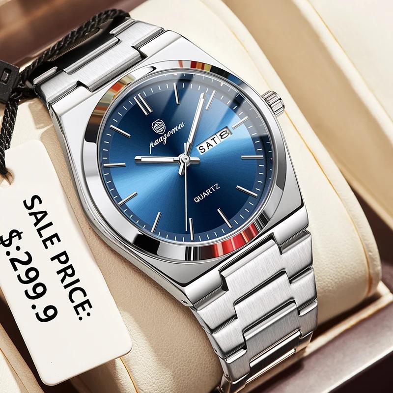 PAAZOMU luxe Quartz homme montre-bracelet Sport hommes montres étanche lumineux Date semaine acier i