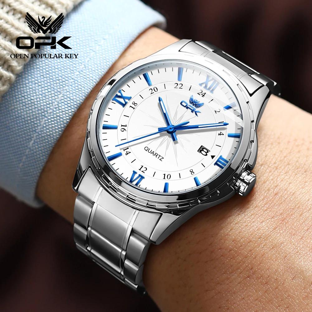 OPK-Montre à quartz avec ceinture en acier pour homme, calendrier touristique, marque, 6003